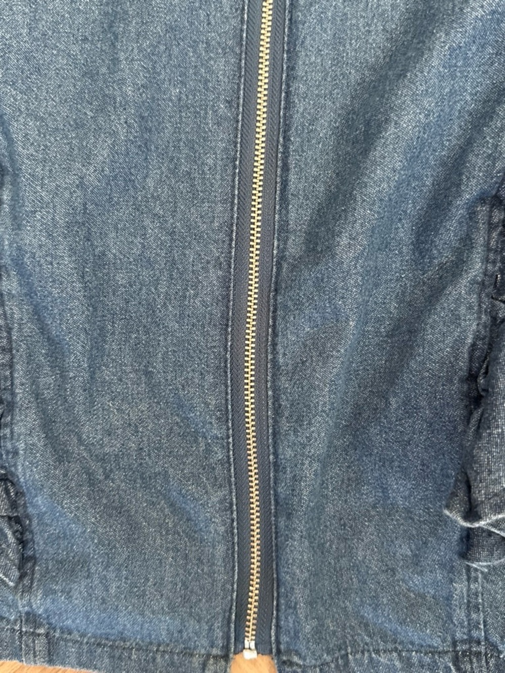 Forever 21 Cropped Top Medium Denim Ruffled with Back Zip- Y2K - Picture 5 of 9
